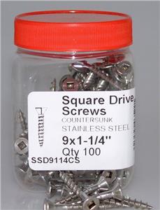 Surefast-SS-square-drive-screw-SS-screw-9-x-1-1/4-Jar/100-(35396)