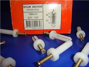 Round-Head-Nylon-Anchors-25mm-NAR44-(6.5mm-dia)-(Box/100)-(31530)